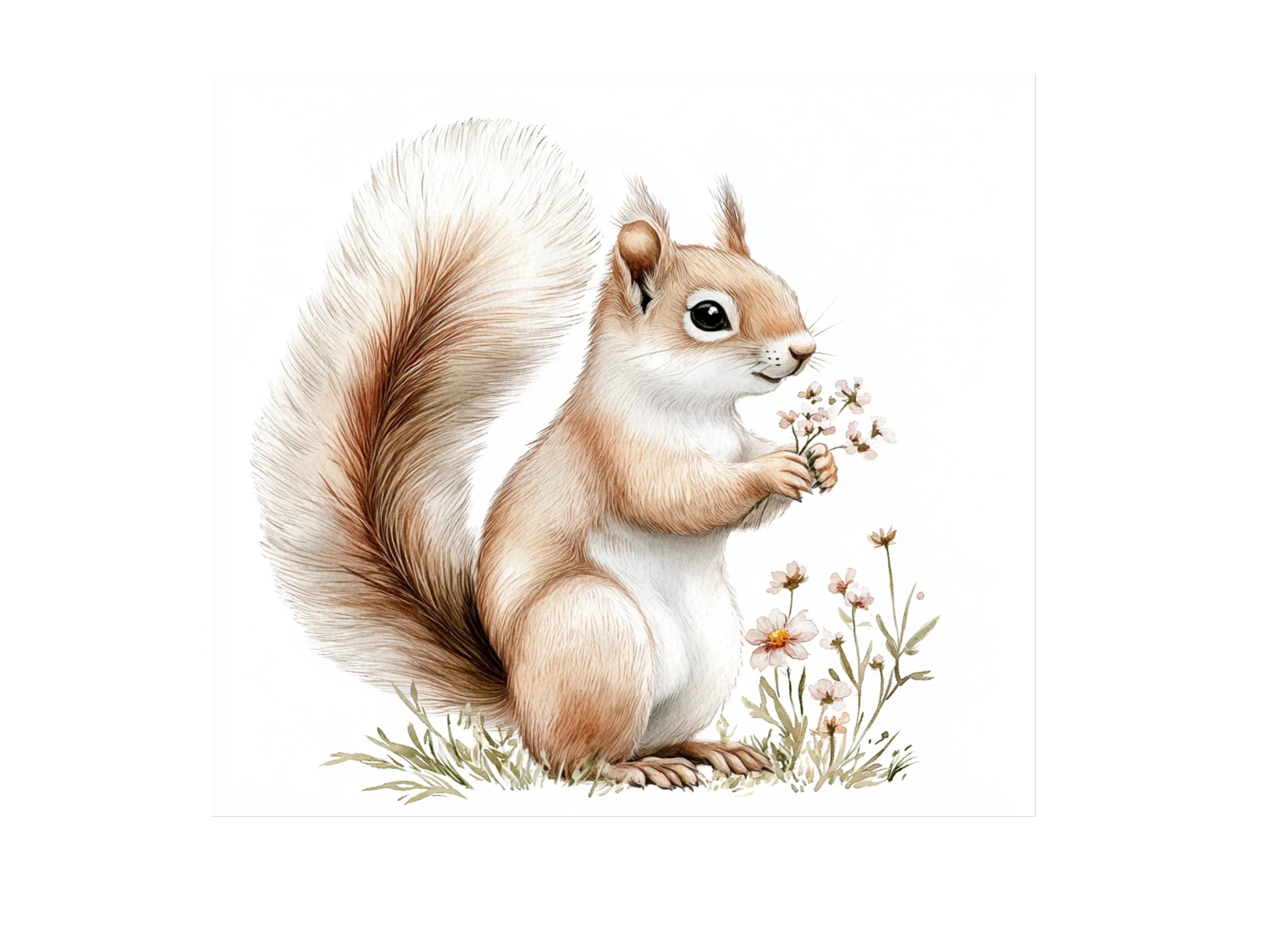 Squirrels with Flowers Clipart Bundle