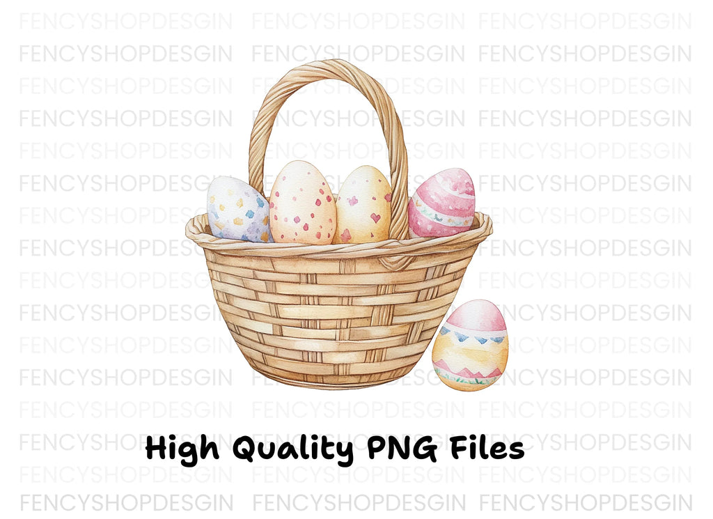 Easter Basket with Eggs Clipart Bundle