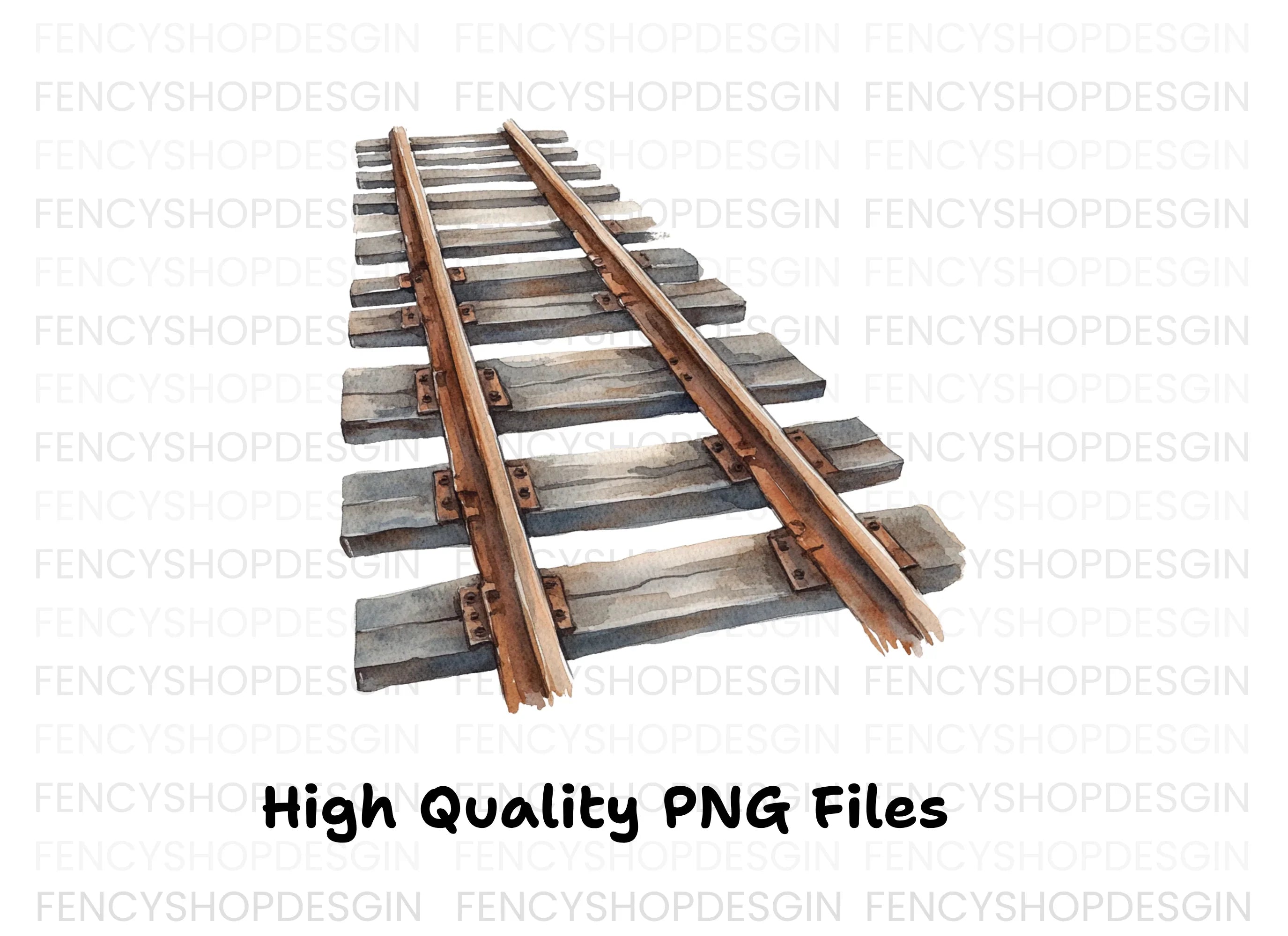 Vintage Train Tracks Clipart Bundle