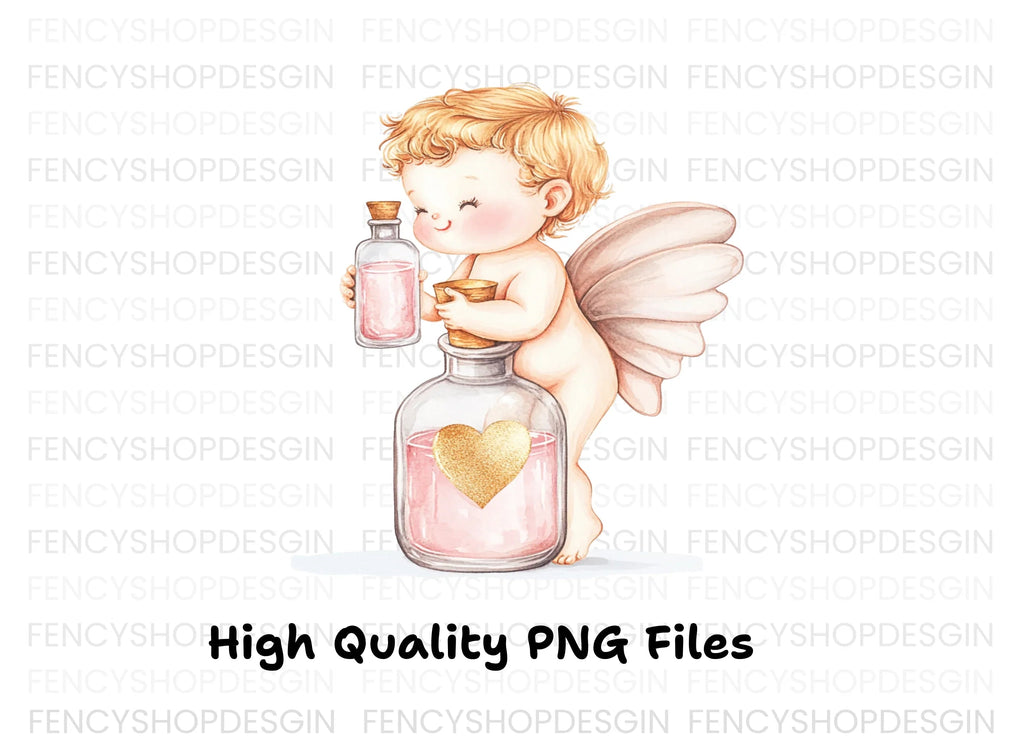 Cute Cupid Love Potion Clipart Bundle