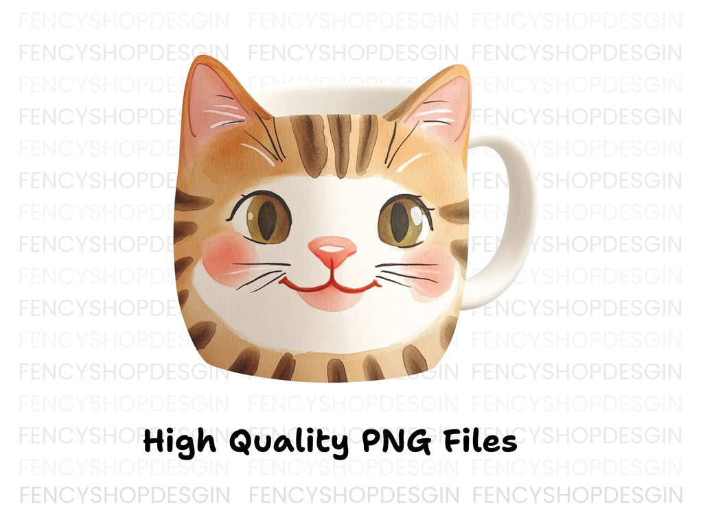 Cute Cat Mugs Clipart Bundle