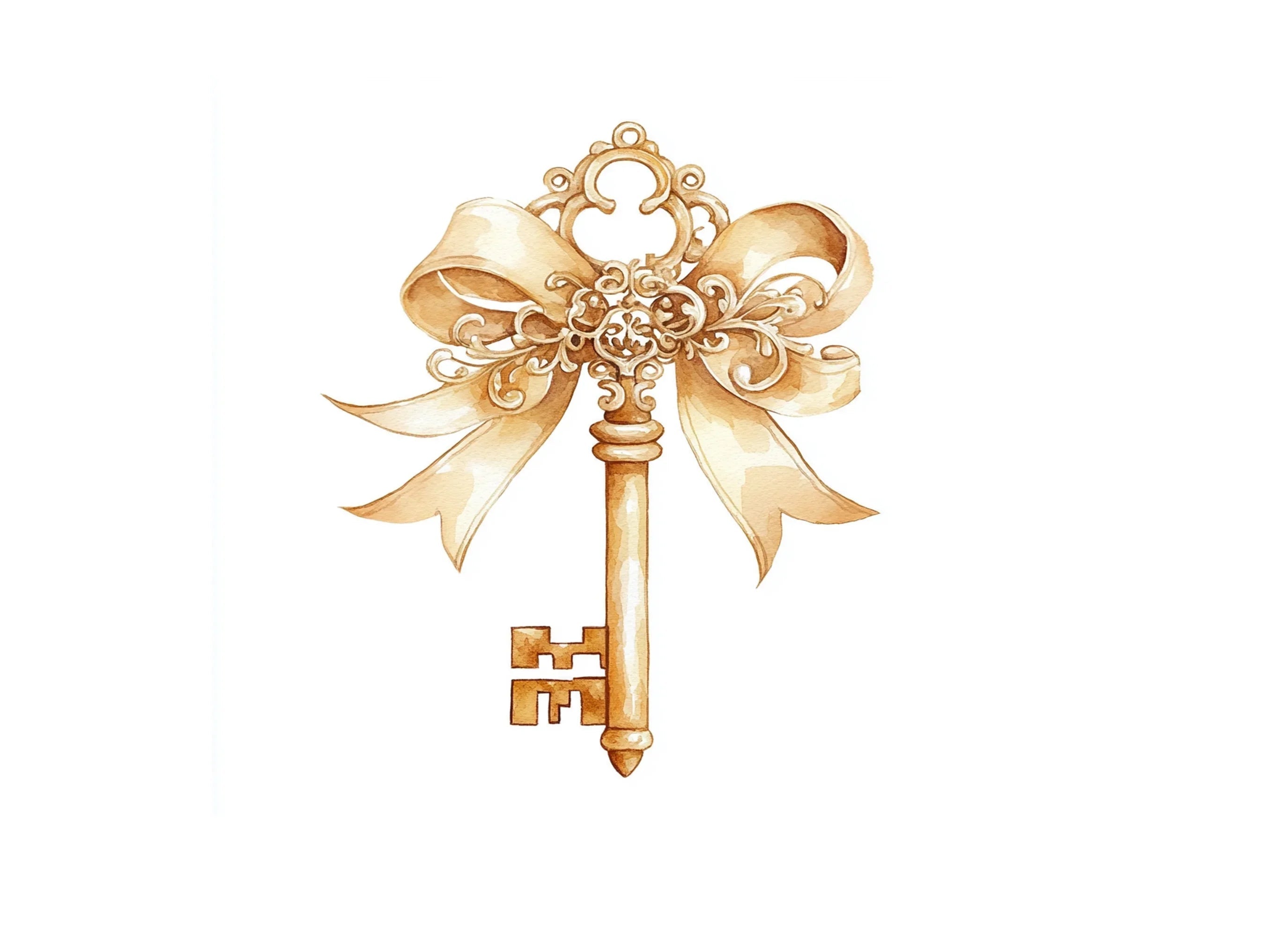 Elegant Gold Skeleton Keys Clipart Bundle