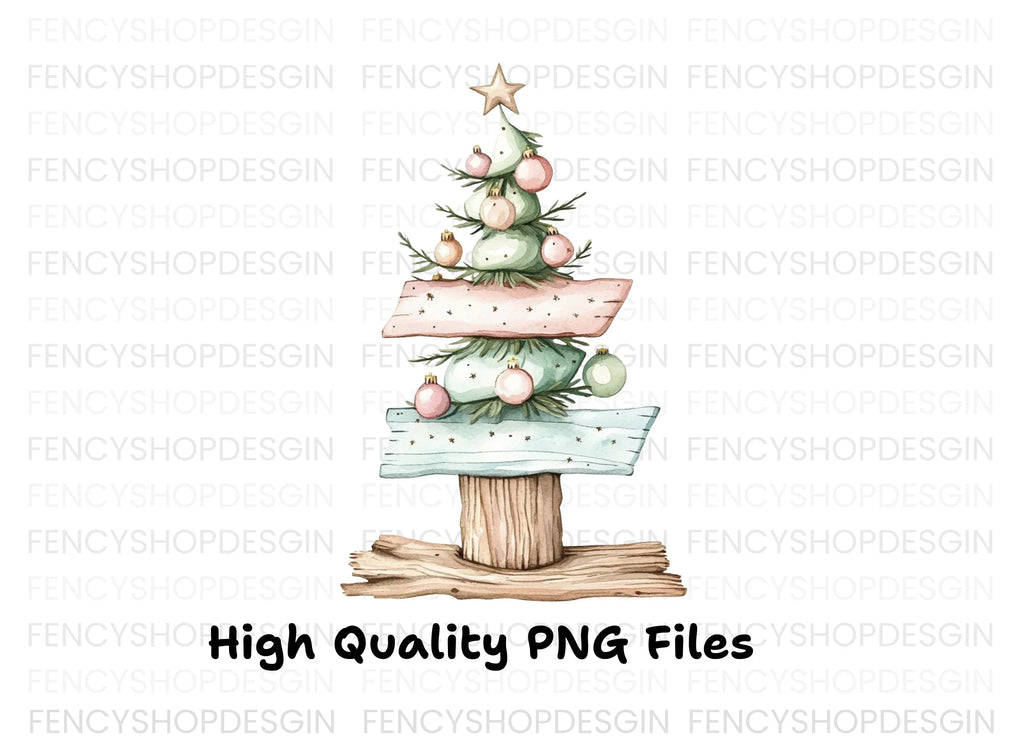 Pastel Christmas Tree Ornaments Clipart Bundle