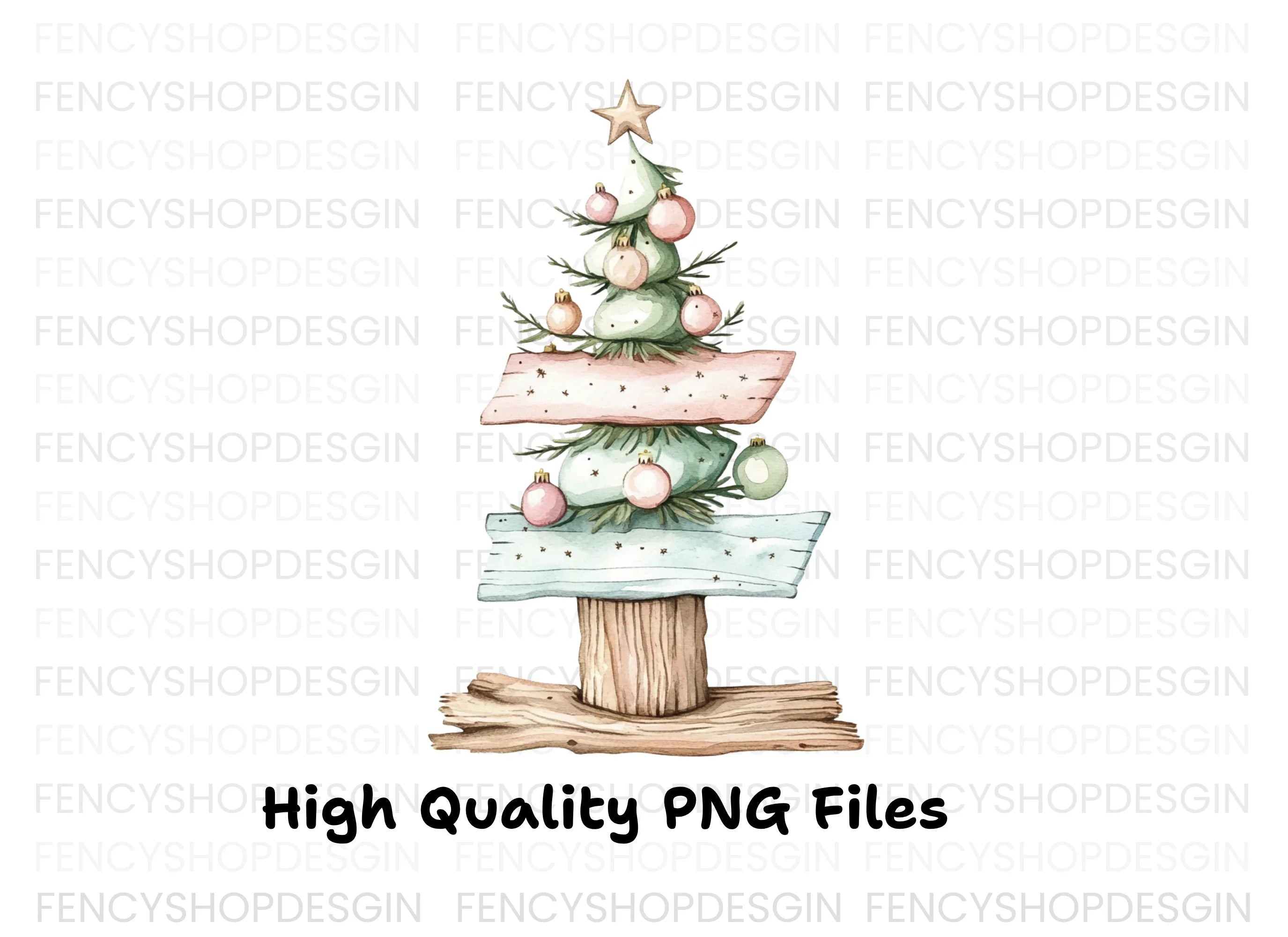 Pastel Christmas Tree Ornaments Clipart Bundle
