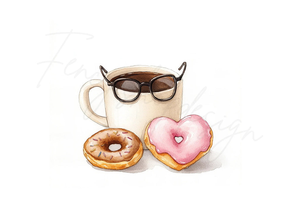 Heart Donut and Coffee Clipart Bundle