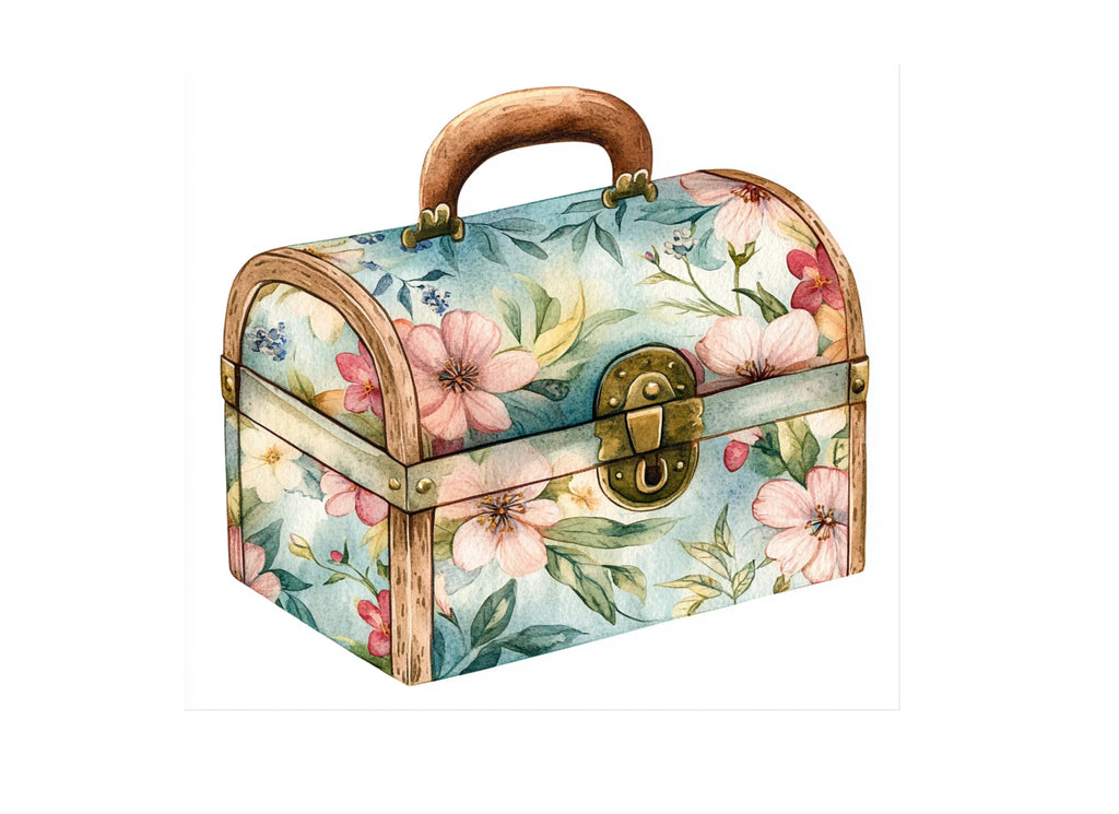 Floral Treasure Chest Clipart Bundle
