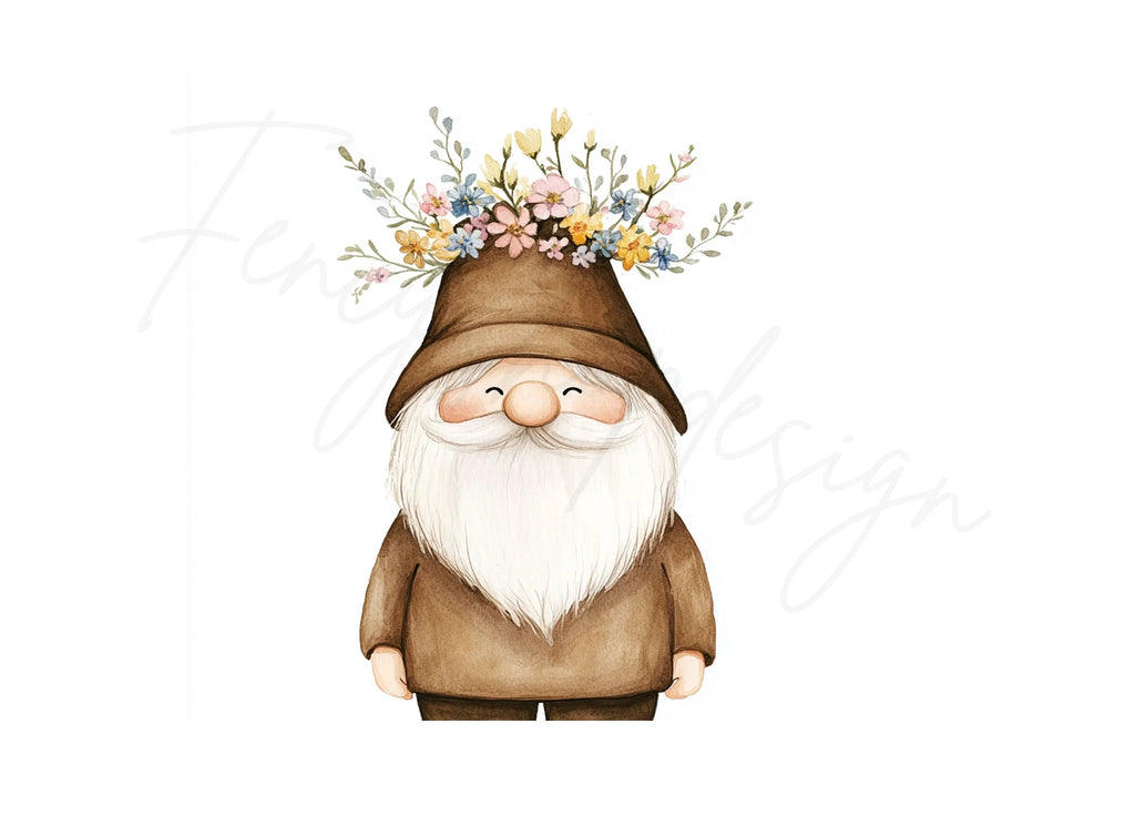 Whimsical Floral Gnomes Clipart Bundle