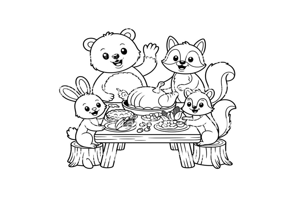 Thanksgiving Feast Animal Coloring Books