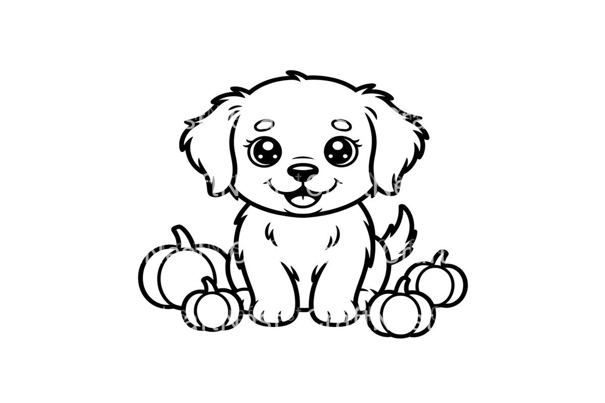 Cute Puppy and Pumpkins Coloring Books