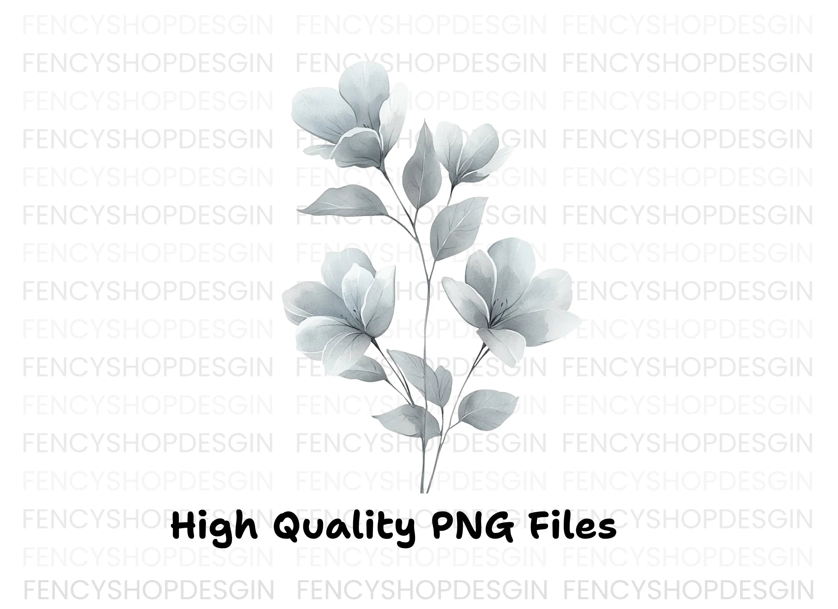 Elegant Gray Floral Clipart Bundle