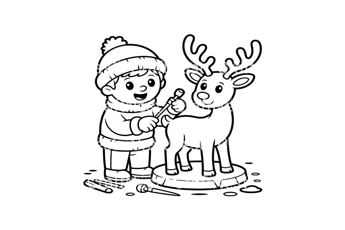 Reindeer Ice Sculpture Coloring Books