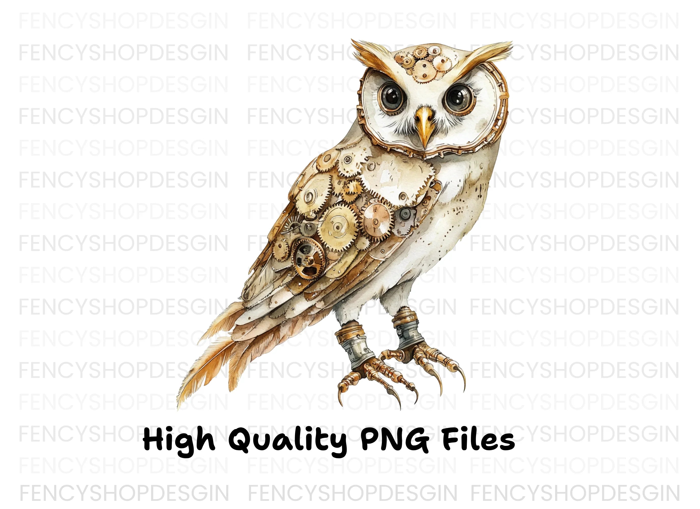 Clockwork Owl Rustic Steampunk Clipart Bundle