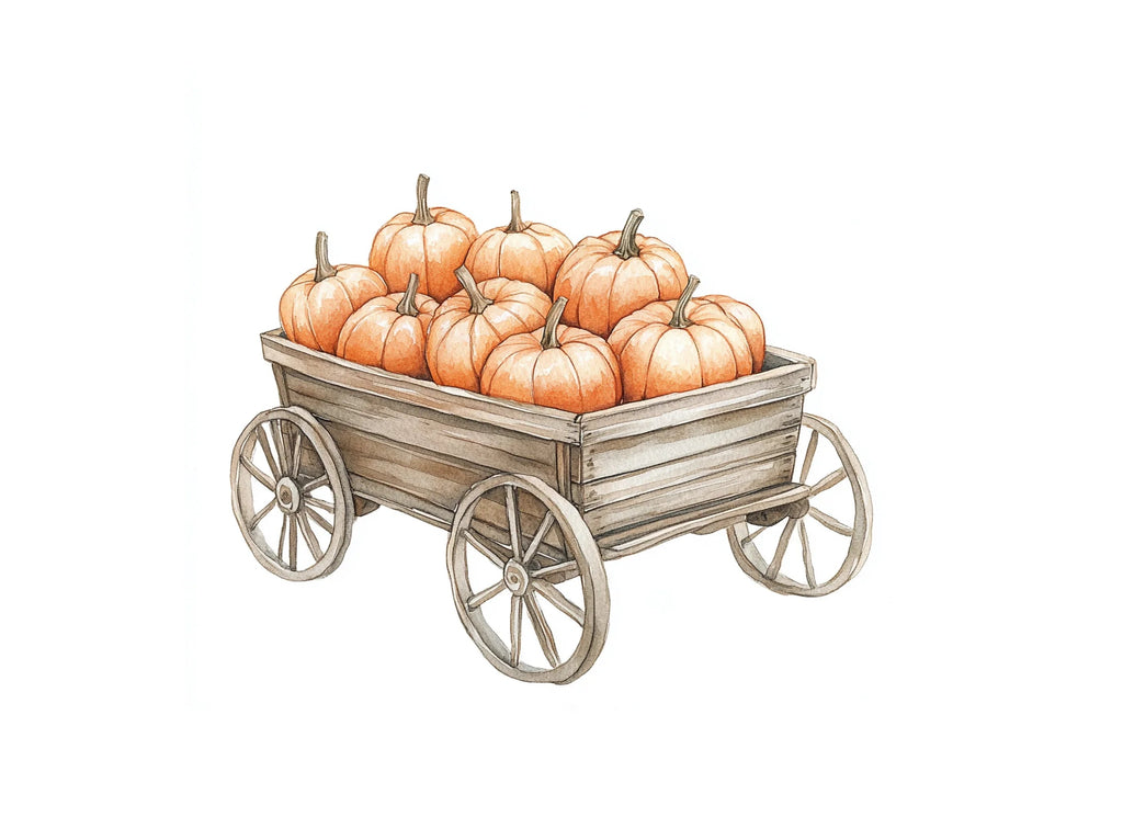 Rustic Pumpkin Wagon Clipart Bundle