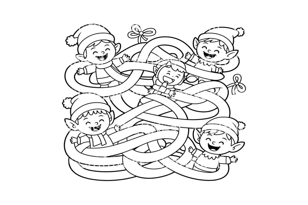Christmas Elf Maze Adventure Coloring Books