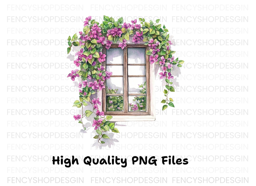 Window with Bougainvillea Clipart Bundle