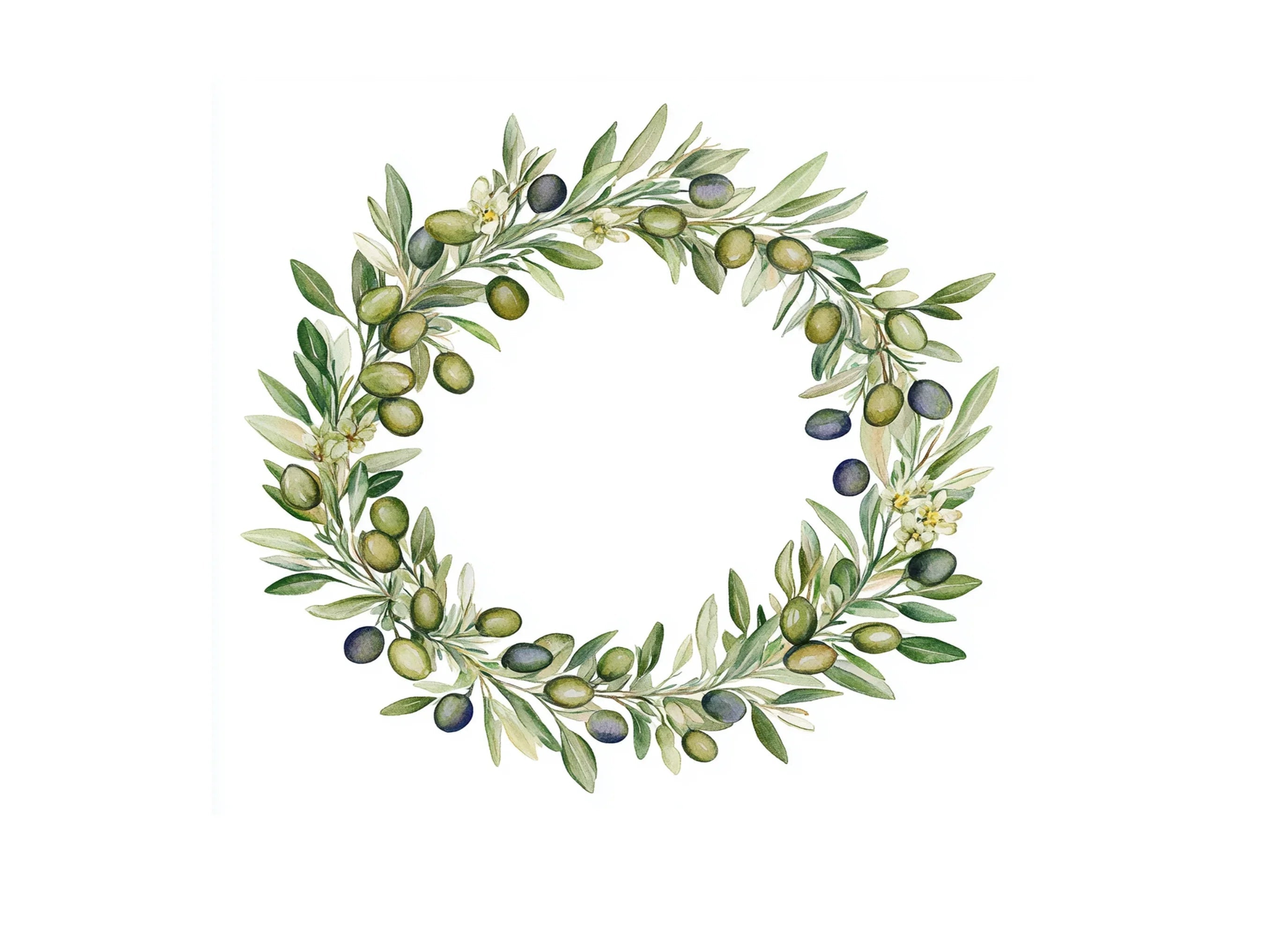 Olive Branch Wreath Clipart Bundle