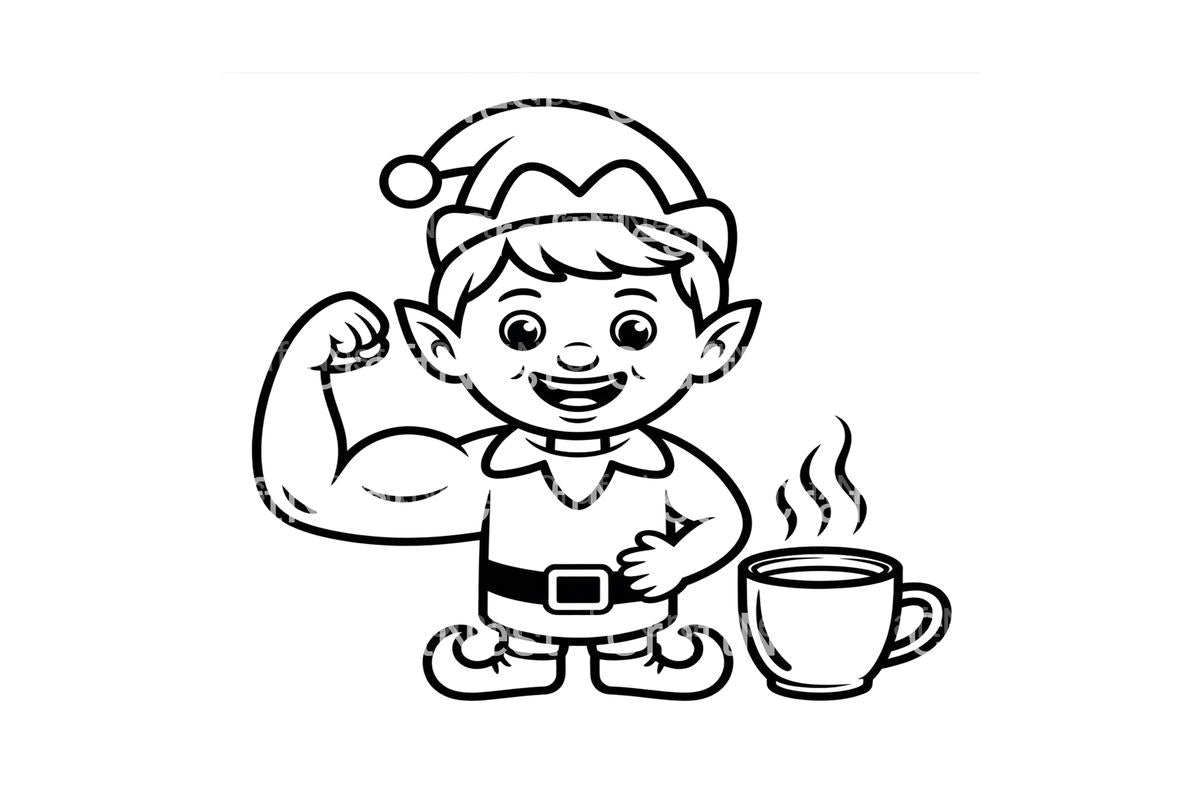 Christmas Elf with Hot Cocoa Coloring Books