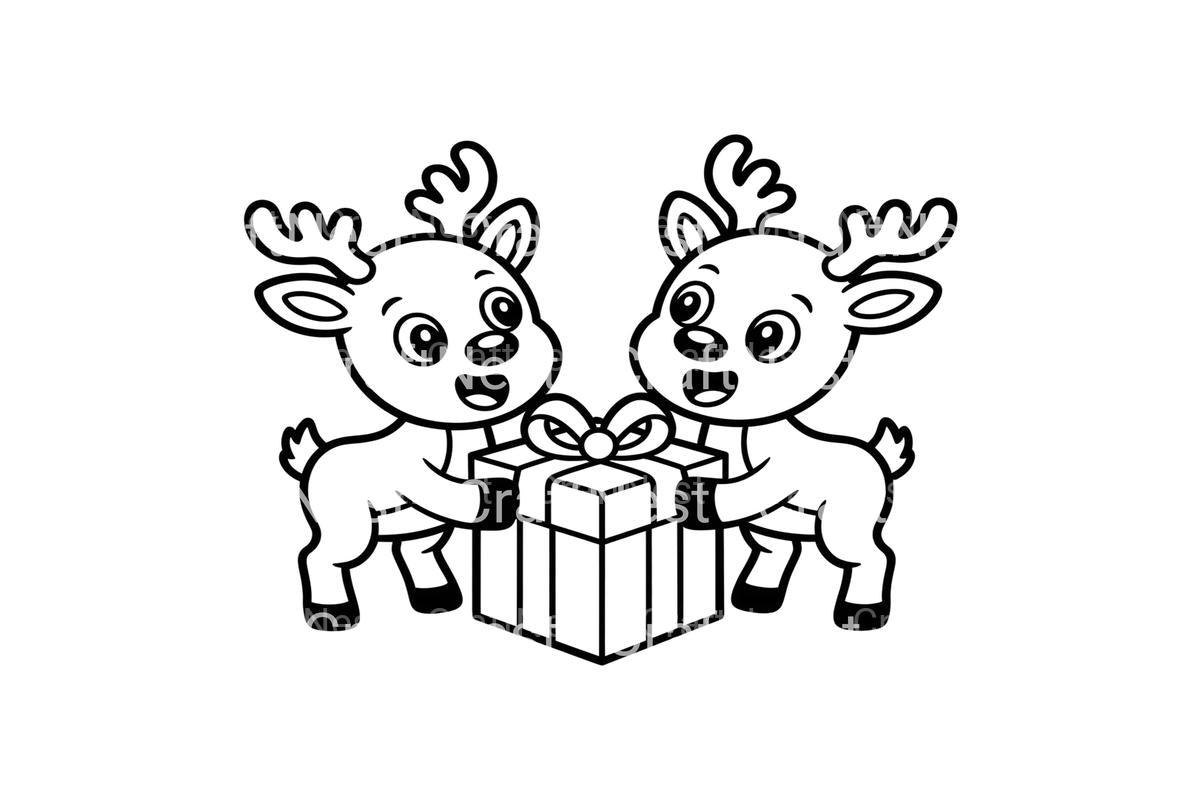 Cute Reindeer with Gifts Coloring Books