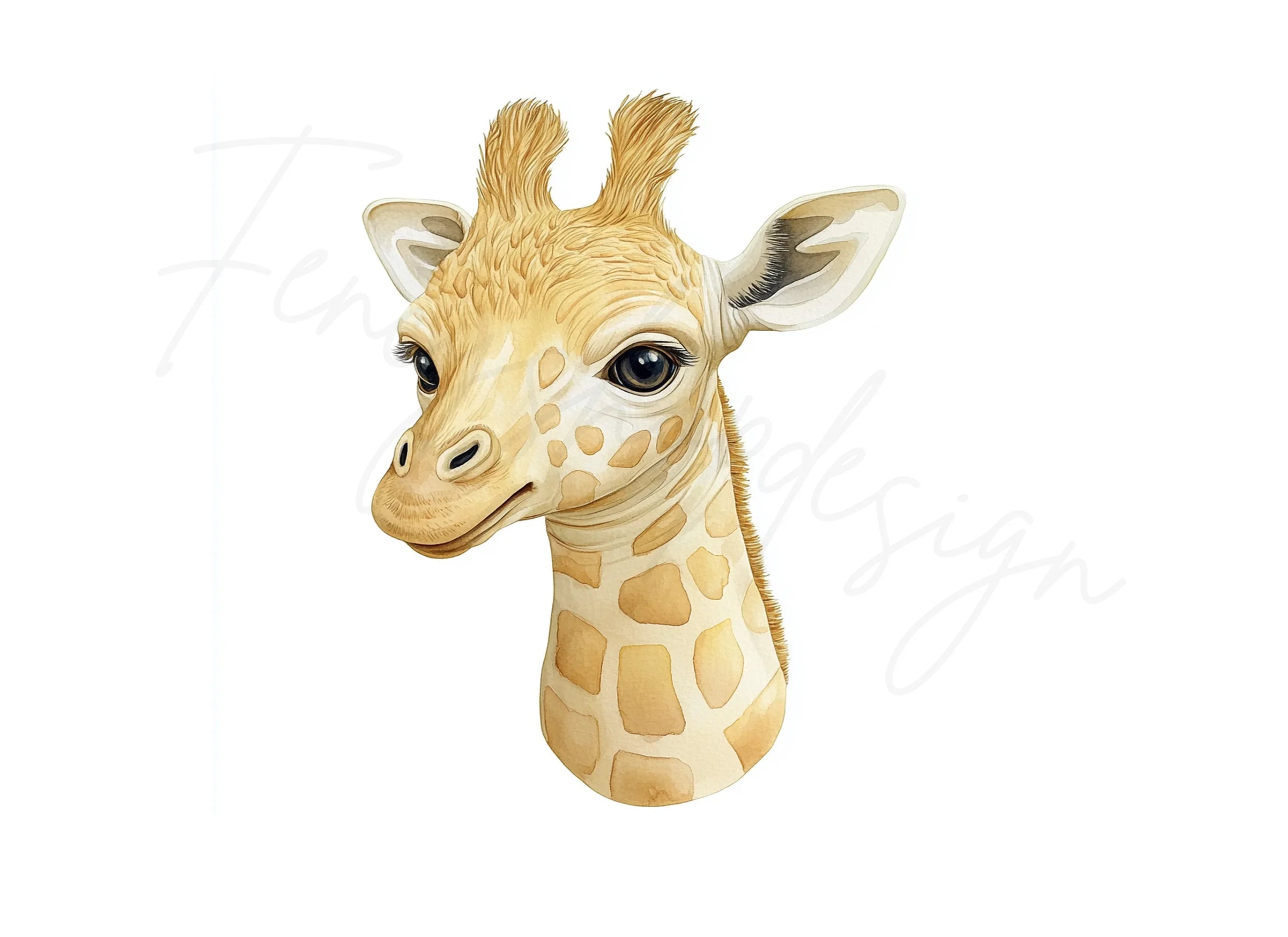 Adorable Baby Giraffe Head Clipart Bundle