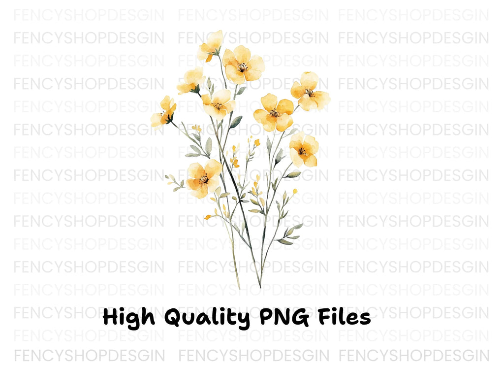 Yellow Wildflowers Clipart Bundle