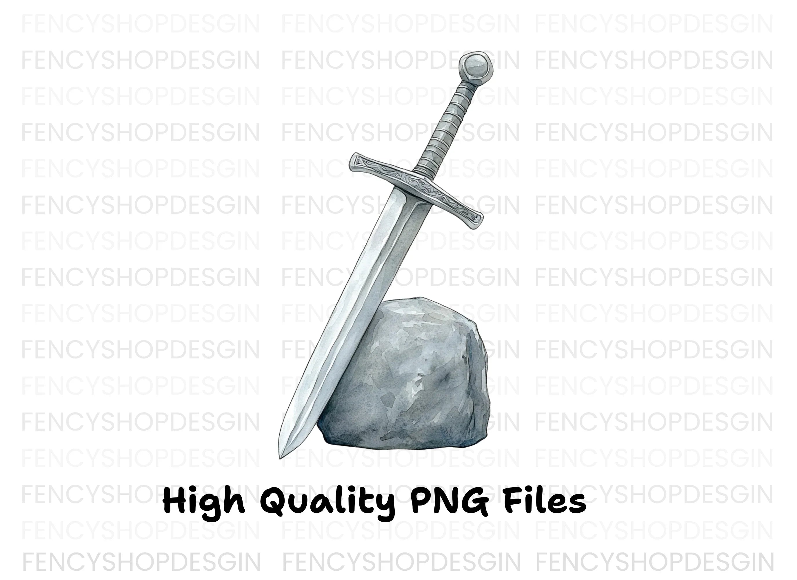 Excalibur Sword in Stone Clipart Bundle