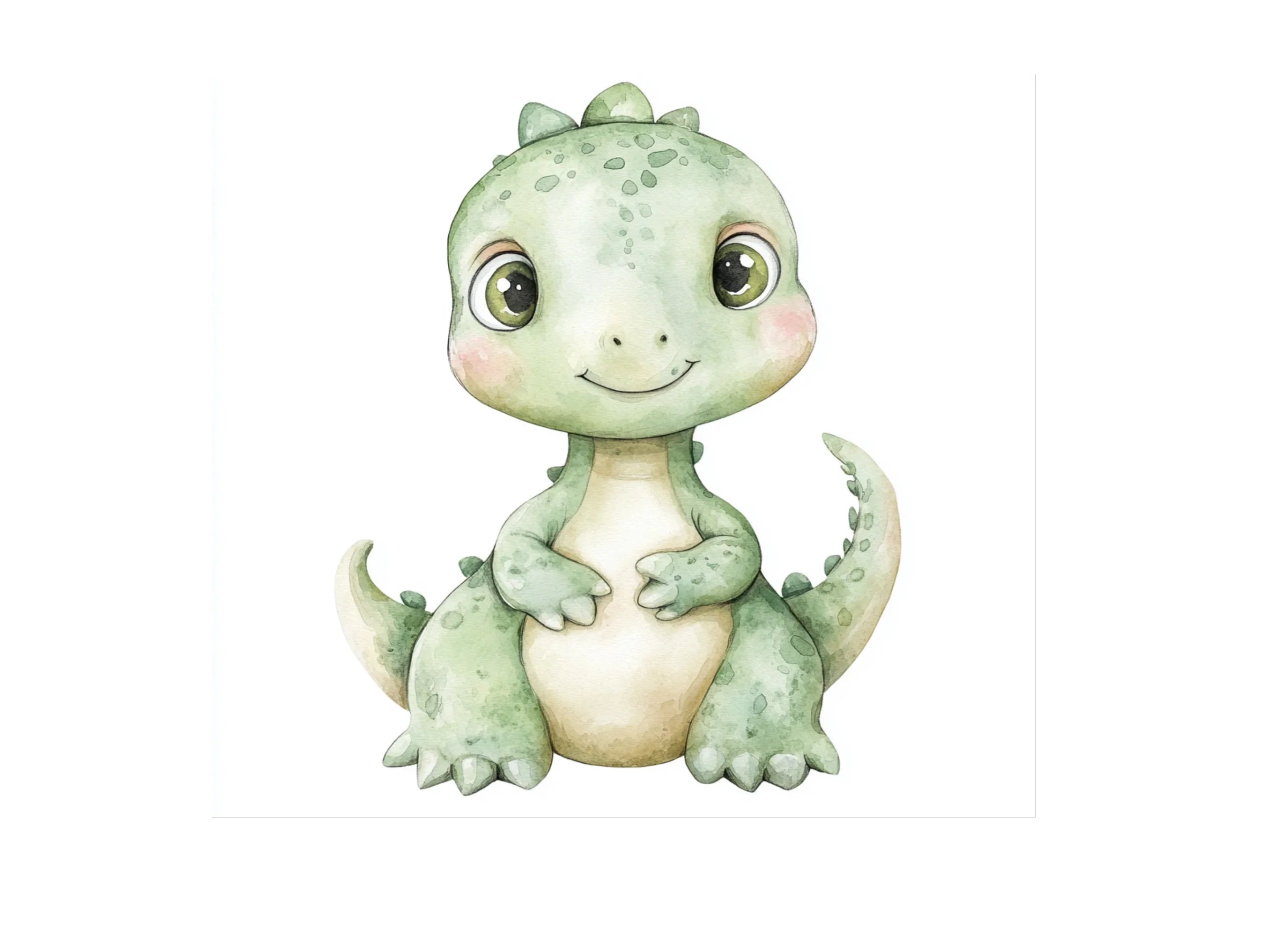 Cute Green Baby Dinosaur Clipart Bundle