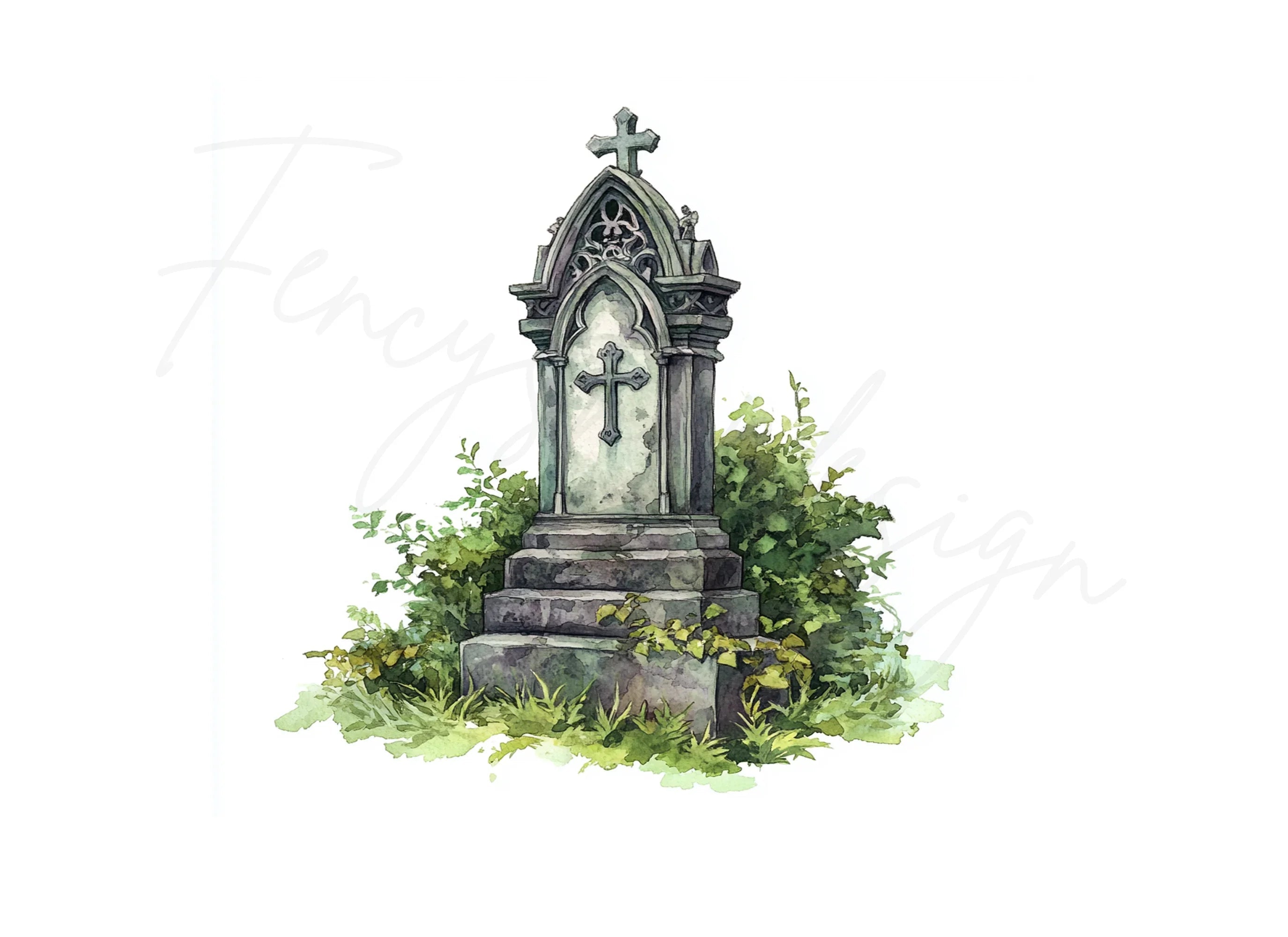 Gothic Gravestones Clipart Bundle