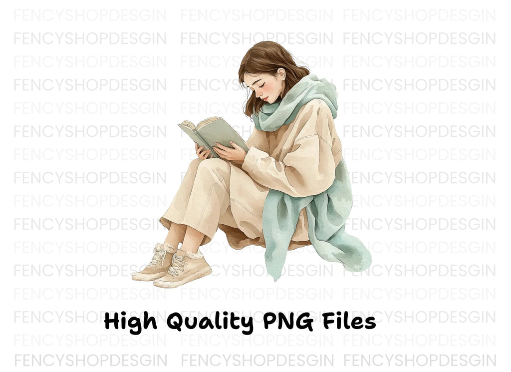 Women Reading Books Clipart Bundle