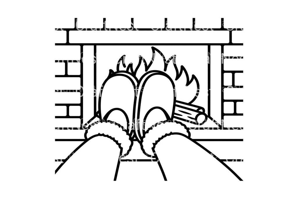 Warm Fireplace Feet Coloring Books