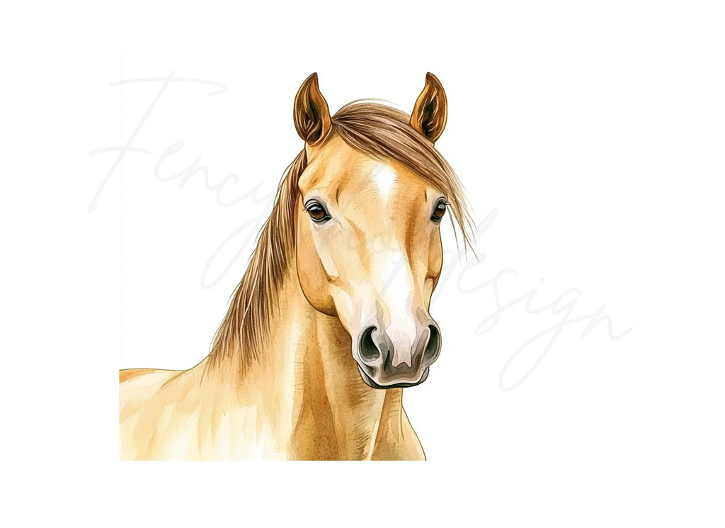 Majestic Palomino Horse Head Clipart Bundle
