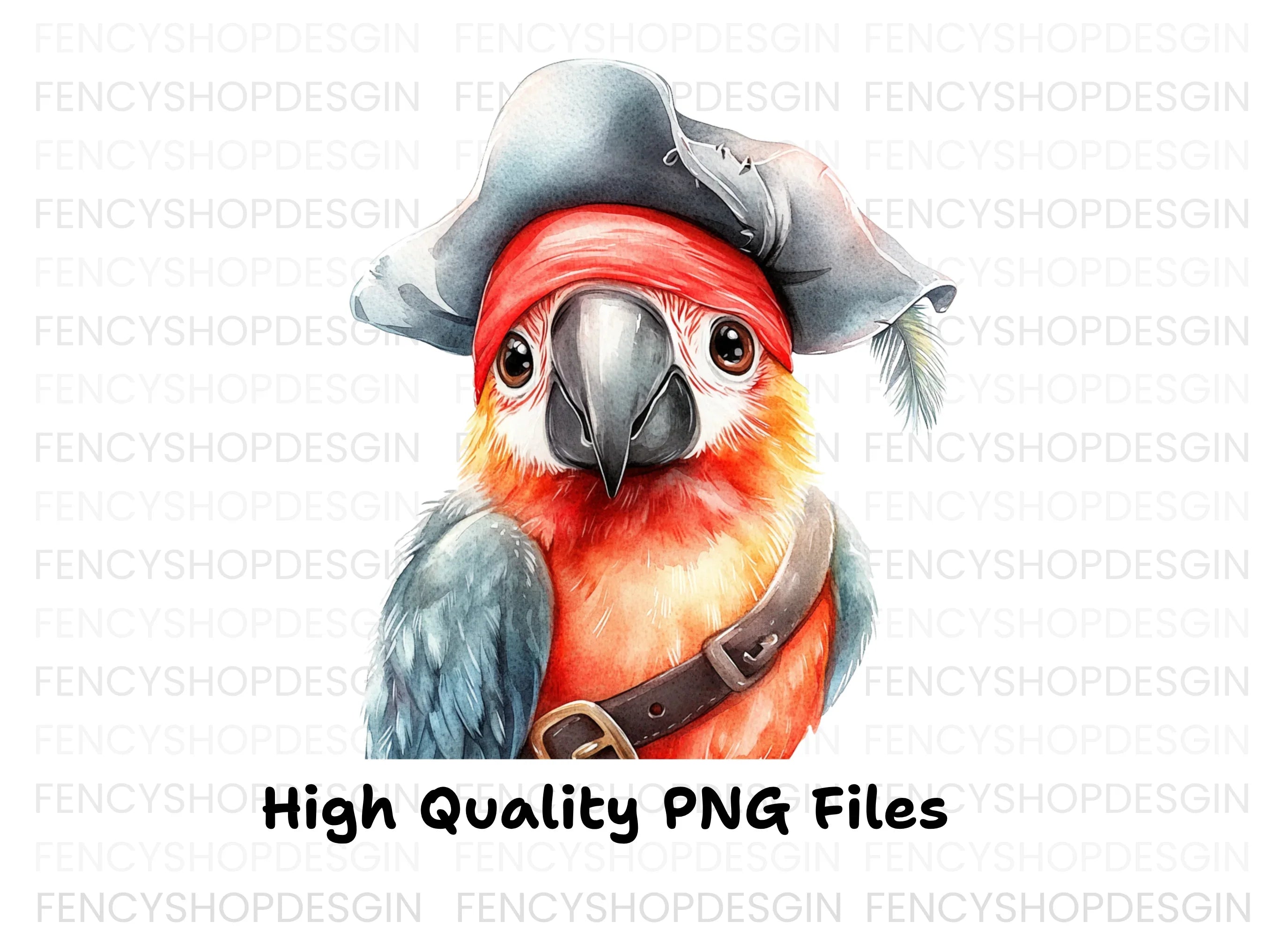 Cute Pirate Parrot Clipart Bundle