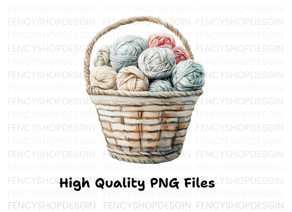 Yarn Baskets Clipart Bundle