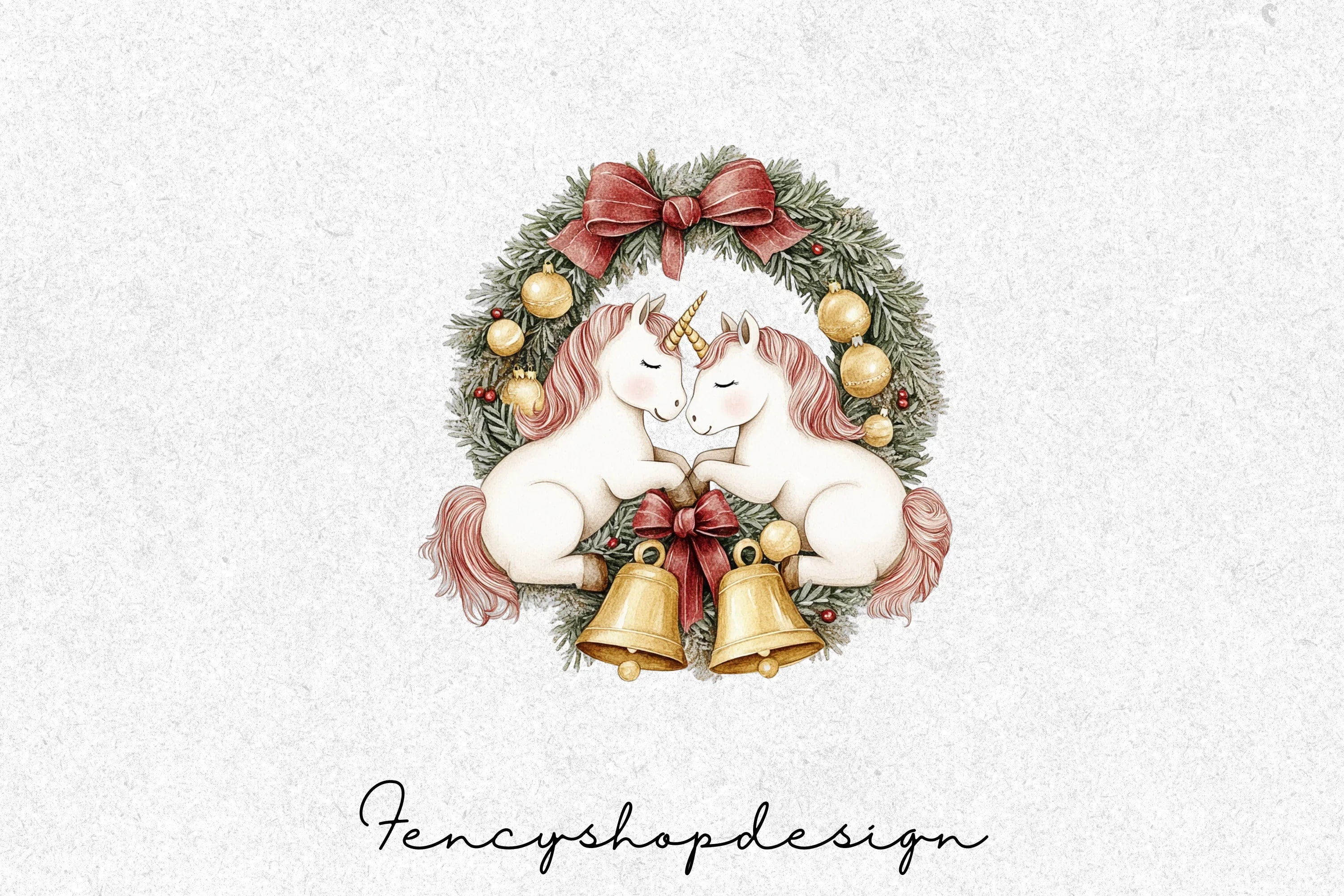 Christmas Unicorn Wreath Clipart Bundle