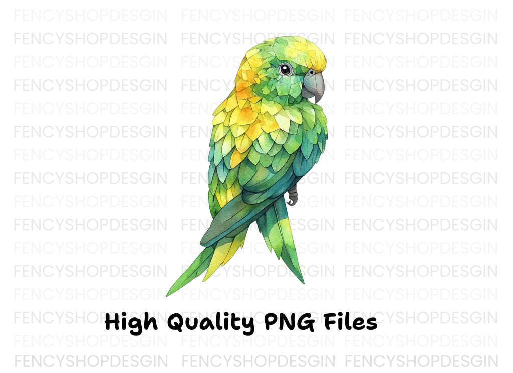 Green and Yellow Parrot Clipart Bundle