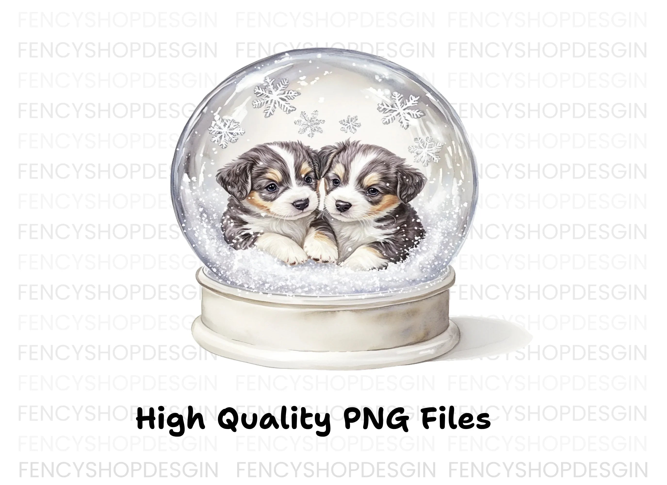 Cute Puppies in Snow Globe Clipart Bundle