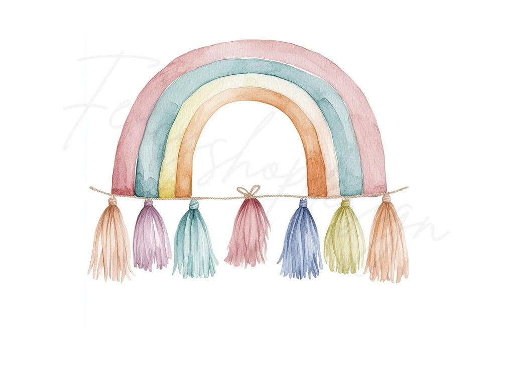 Boho Rainbow Tassels Clipart Bundle