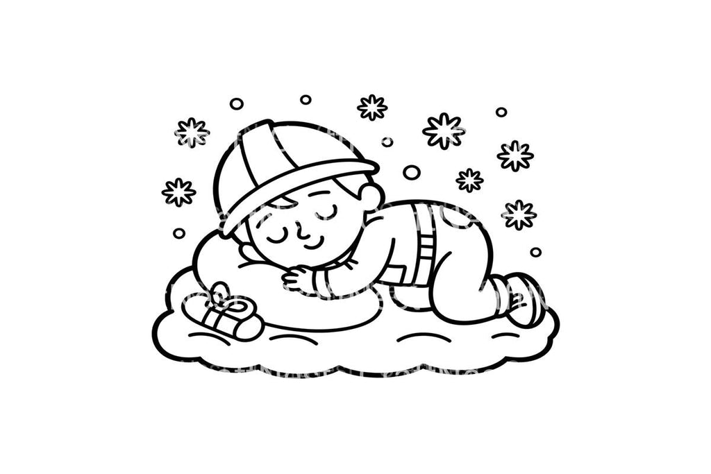Cute Babies in Christmas Hats Coloring Books