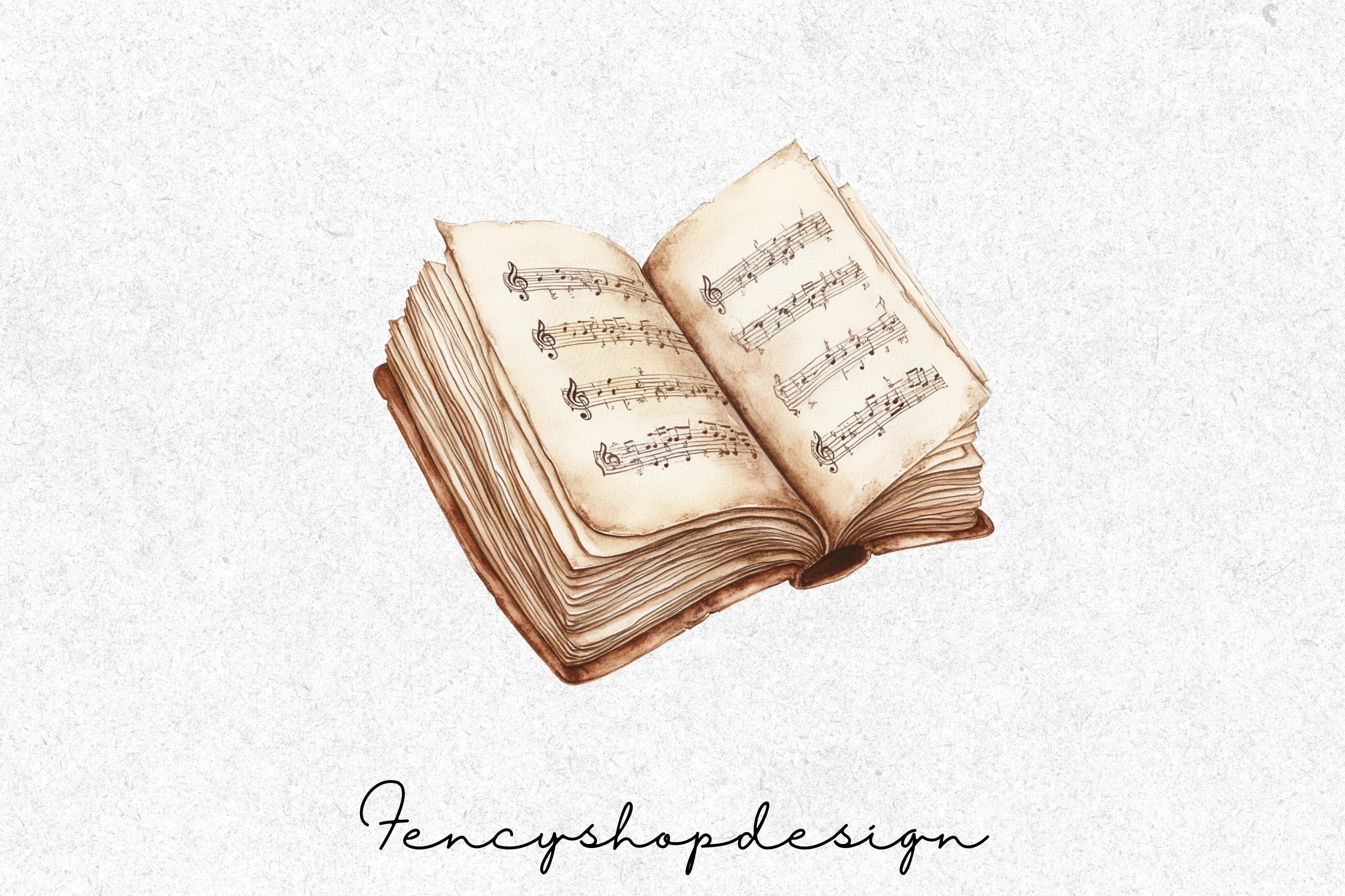 Vintage Music Book and Sheet Clipart Bundle