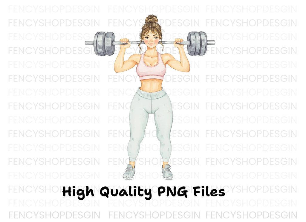 Strong Woman Weightlifting Clipart Bundle