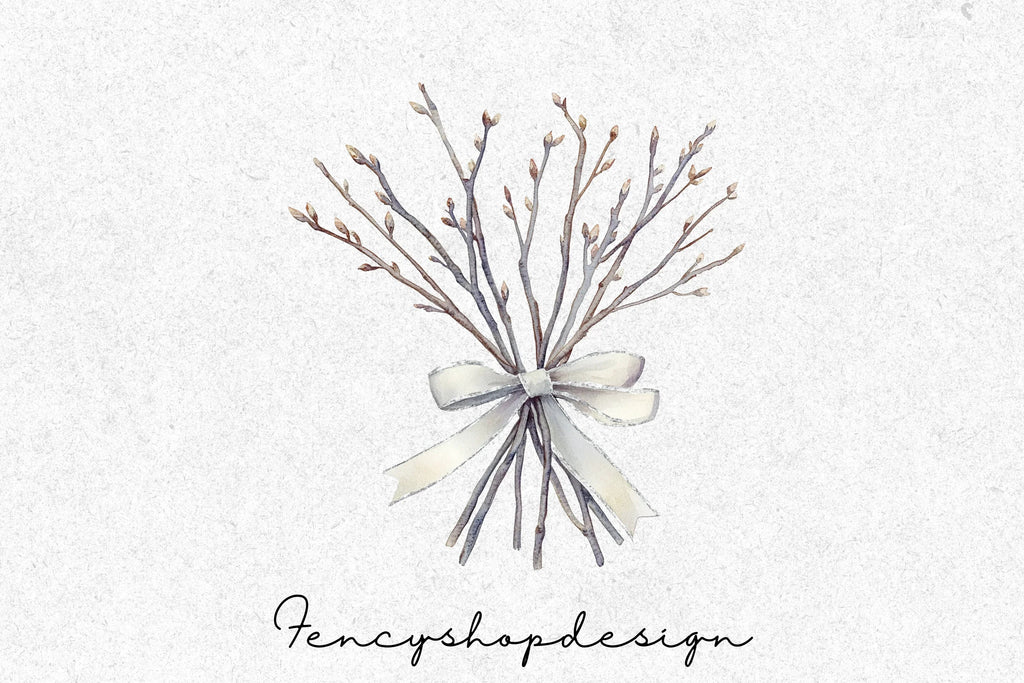 Winter Branches Clipart Bundle
