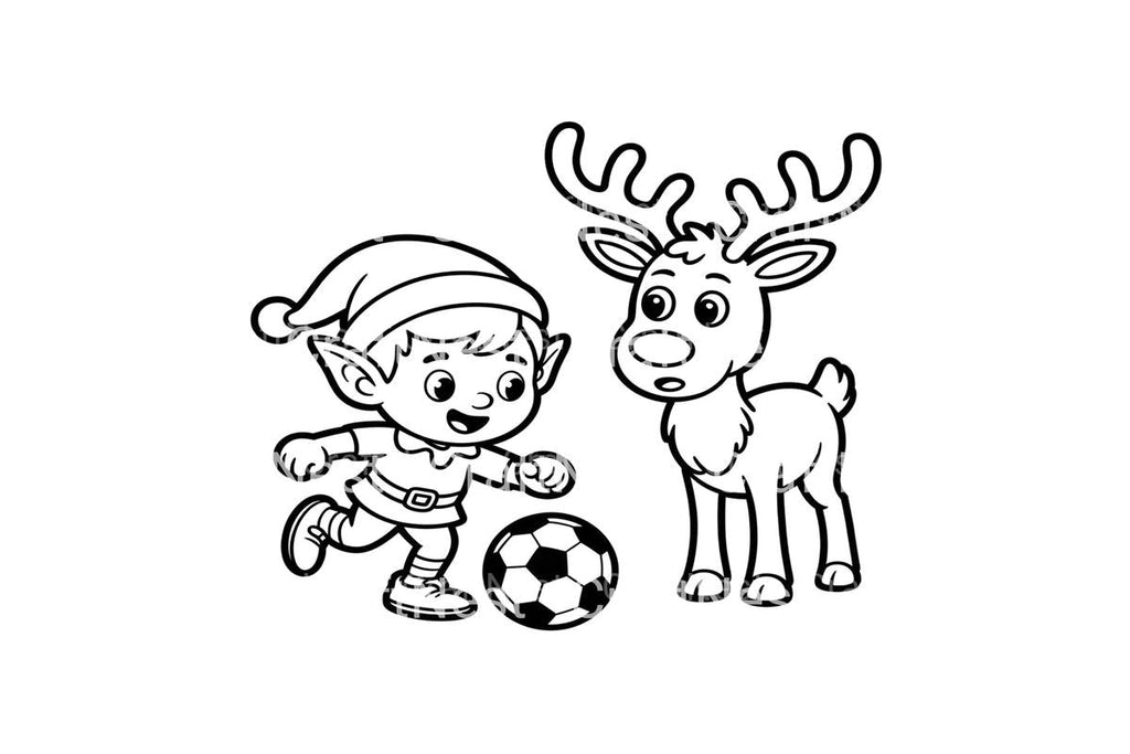 Elf and Reindeer Soccer Coloring Books