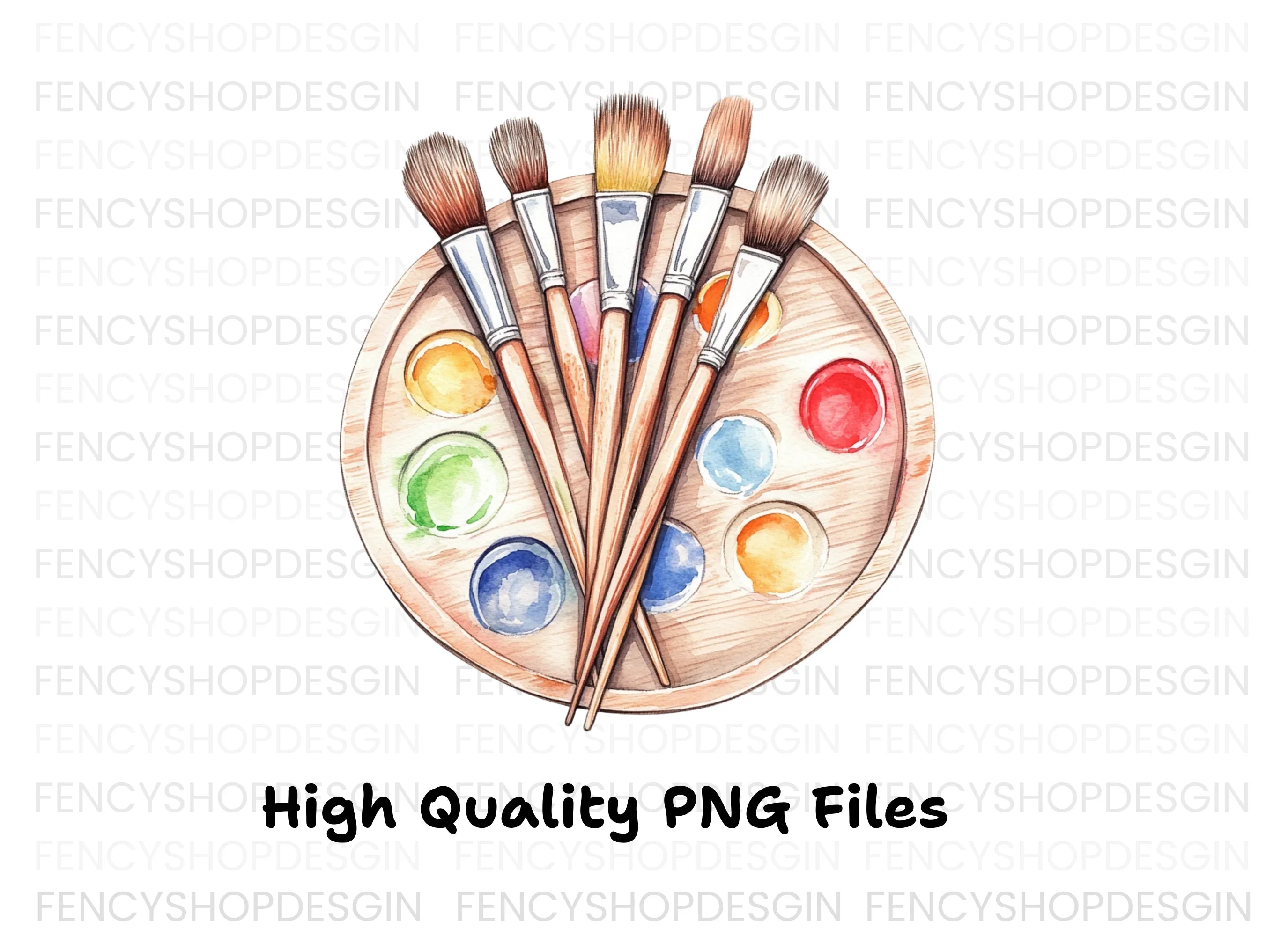 Paint Brushes and Palette Clipart Bundle