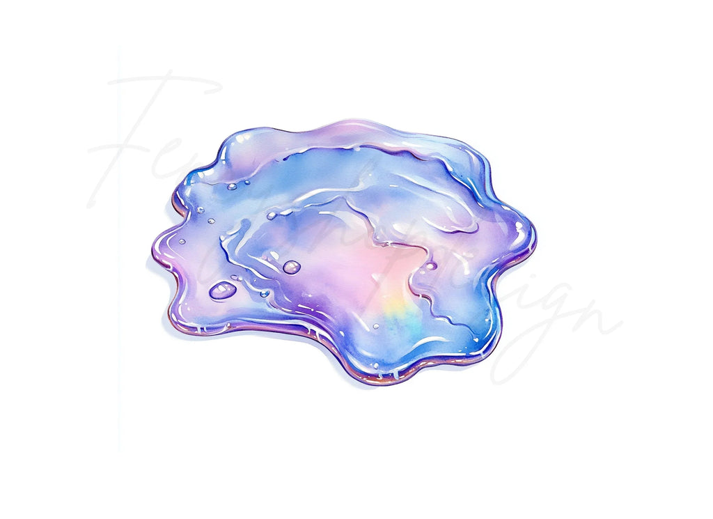 Iridescent Slime Blob Clipart Bundle
