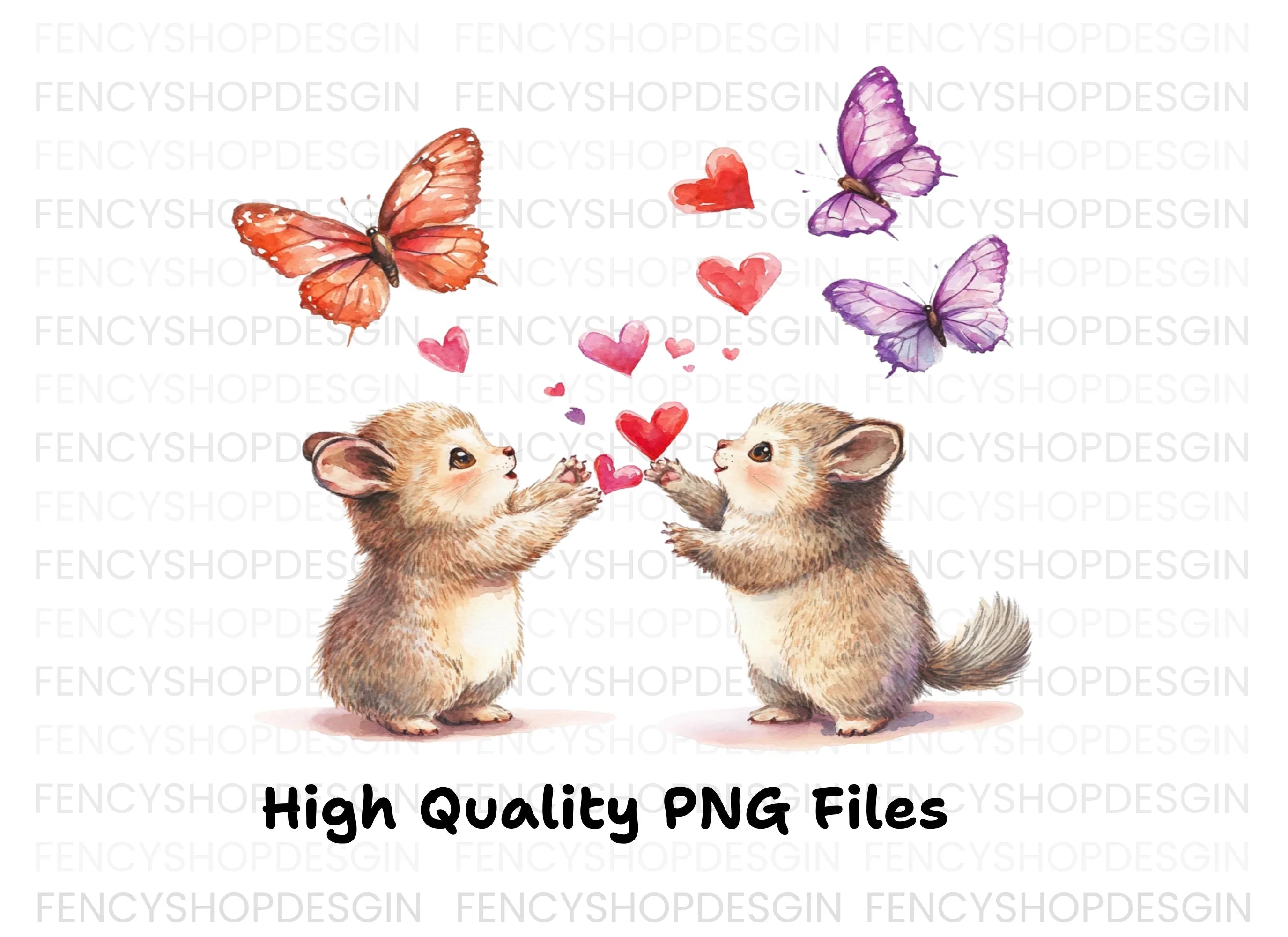 Adorable Hamsters with Butterflies Clipart Bundle