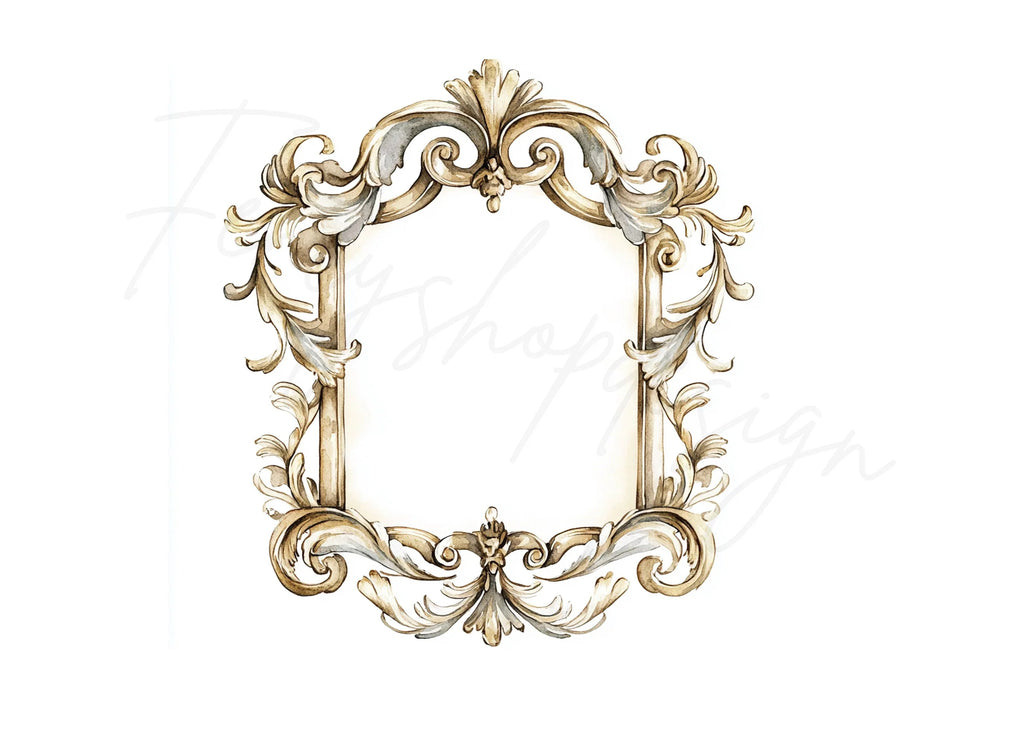 Elegant Gold Baroque Frames Clipart Bundle