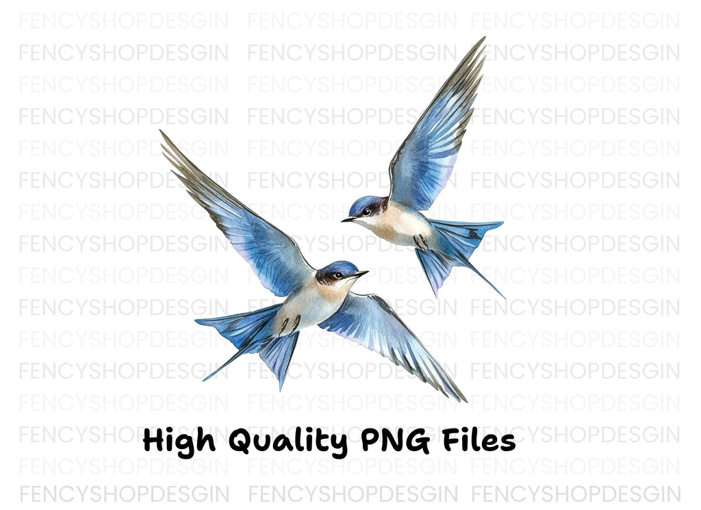 Flying Blue Birds Clipart Bundle