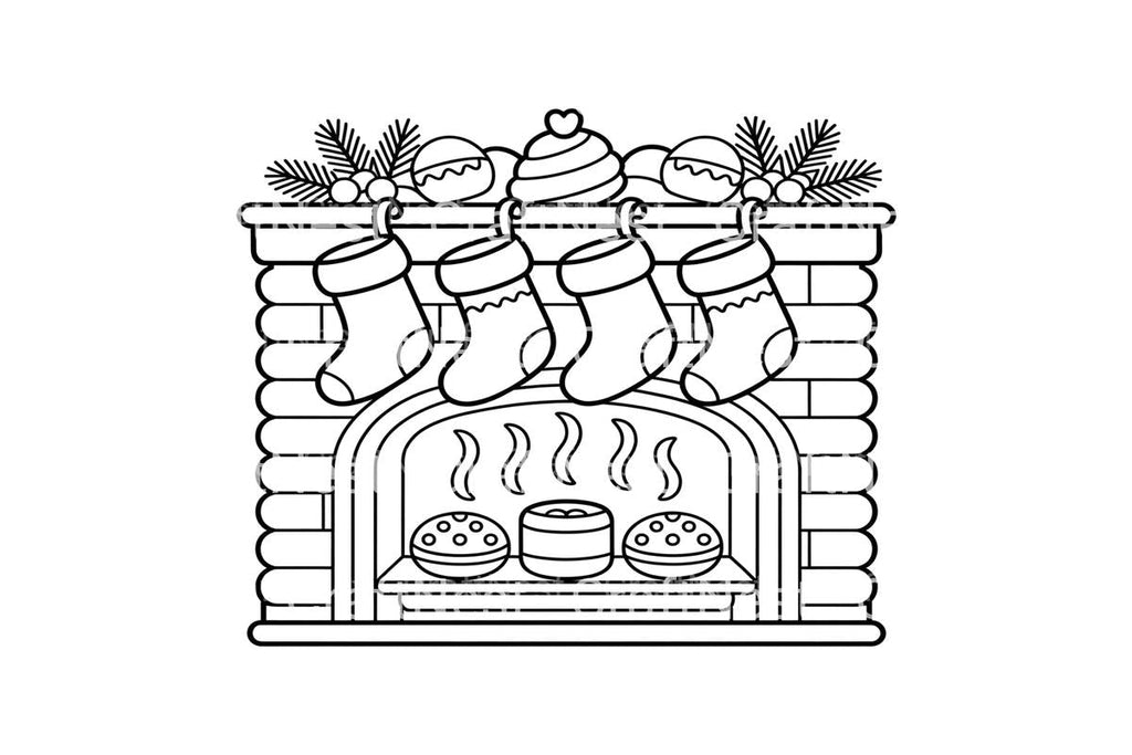 Christmas Fireplace Stockings Coloring Books