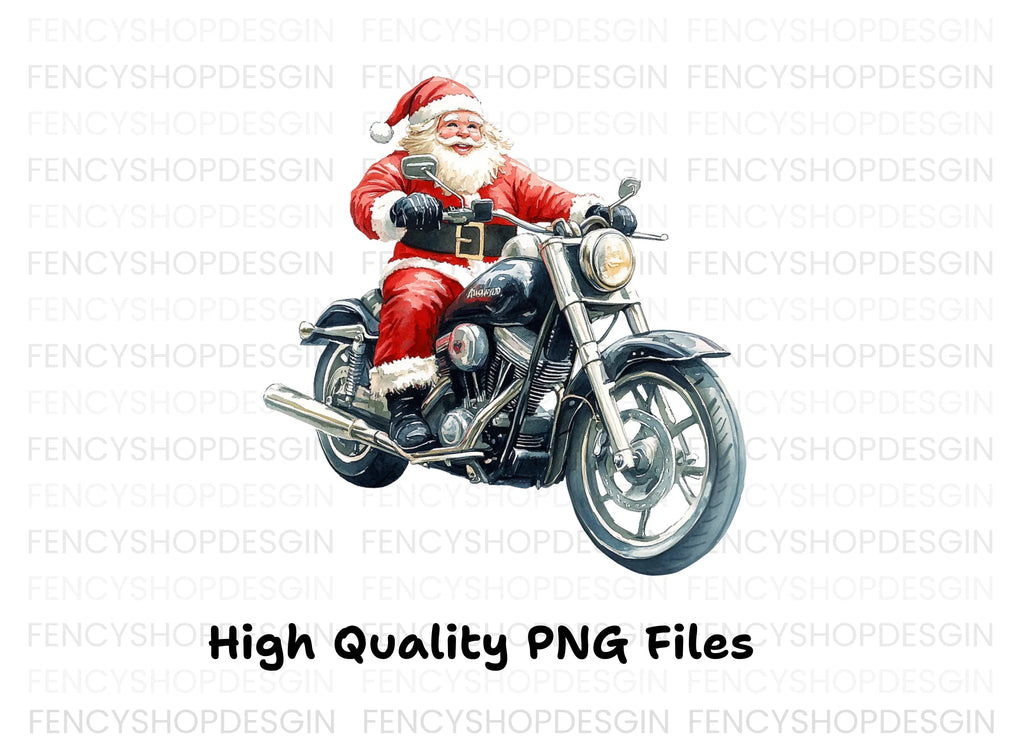 Biker Santa Christmas Clipart Bundle