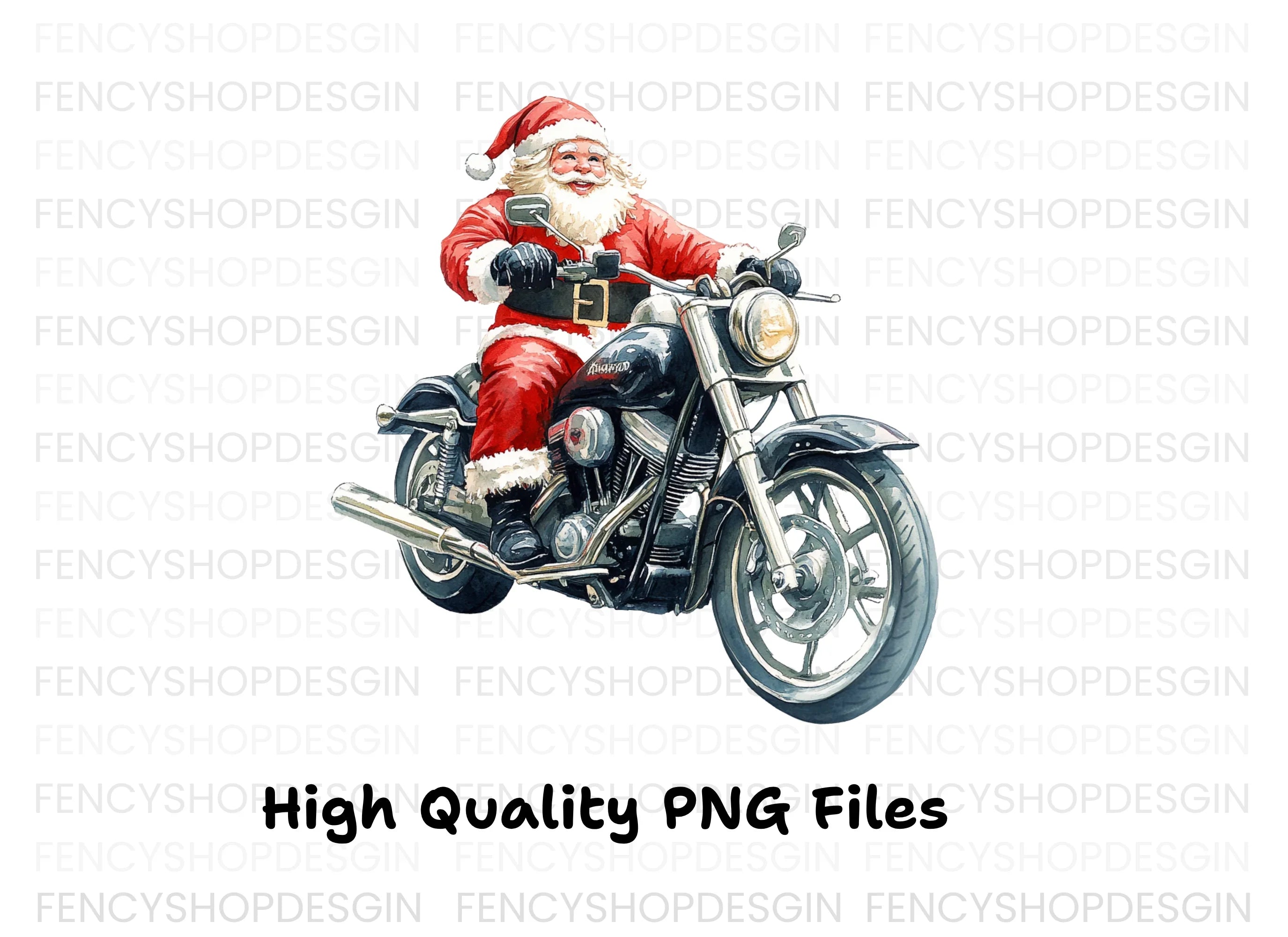 Biker Santa Christmas Clipart Bundle
