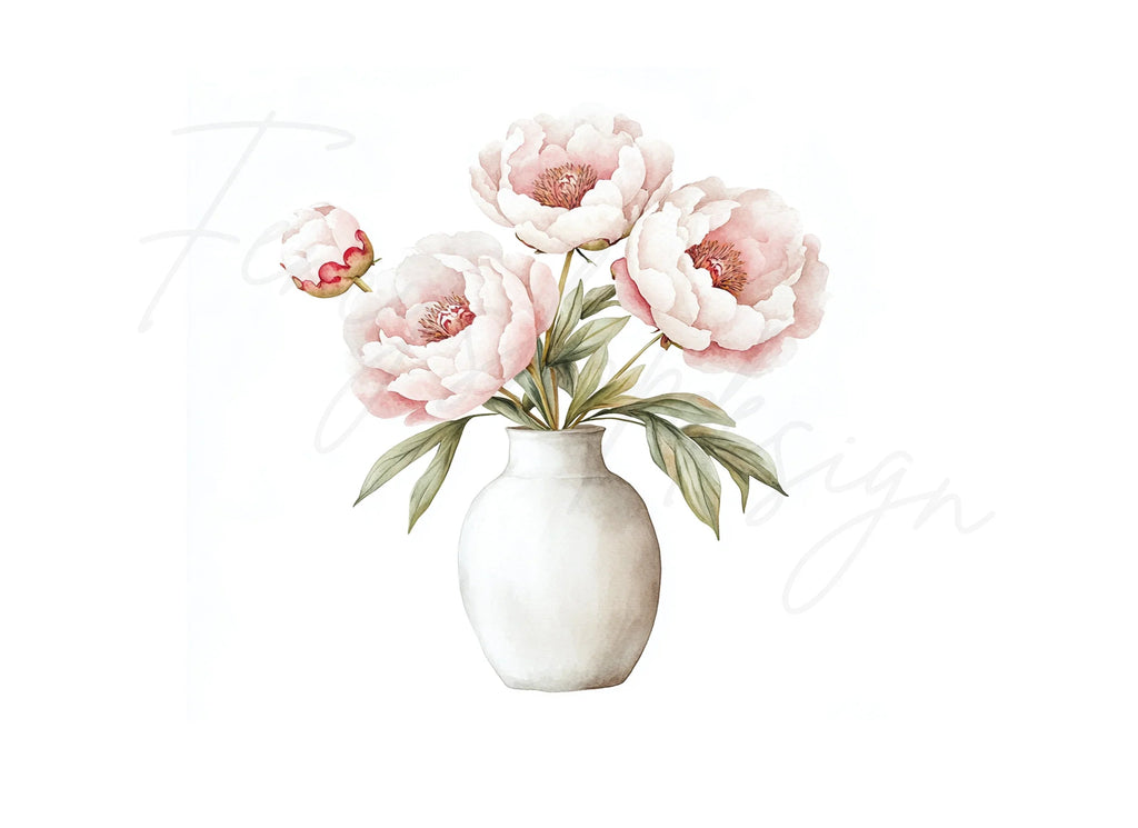 Elegant Pink Peony Bouquet Clipart Bundle
